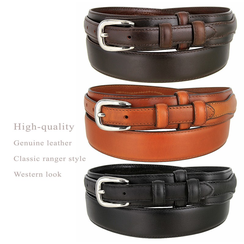 Men’s Belt Oil-Tanned Genuine Leather Ranger Belt 1-3/8″ Wide