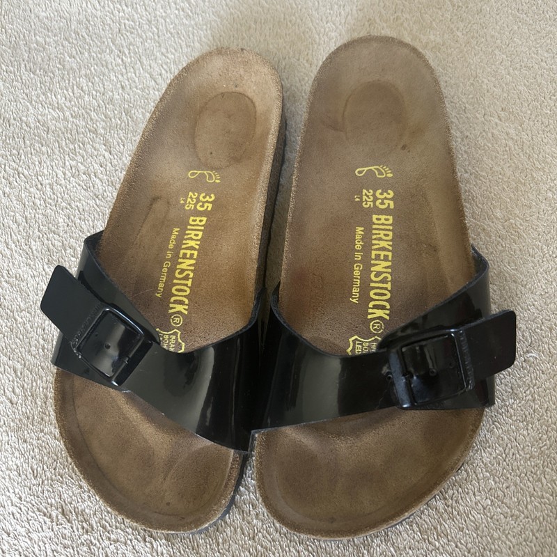 Birkenstock Madrid Birko Flor Sandal Black Patent Slide EU 35 Women’s 5.5-6 gallery