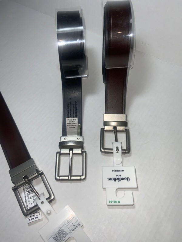 Mens MEDIUM sz Reversible Belt BLACK/BROWN Non Leather Material Silver Buckle