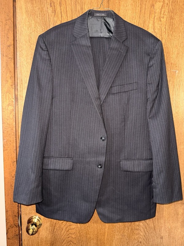 Ralph Lauren Men Suit- 2 Piece Set- Dark Gray With Strips 43R Pants 36×32