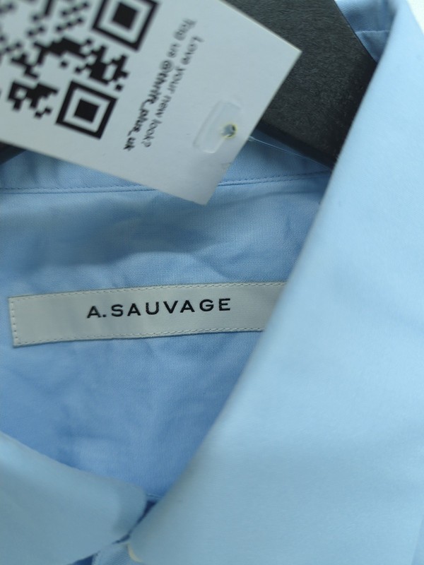 A. Sauvage Men's Shirt Collar: 14.5 in Blue 100% Other Basic gallery