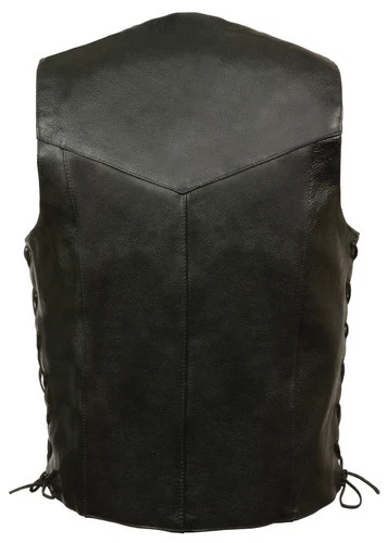 MEN'S RIDERS CLASSIC PLAIN BIKER VEST Police Vest WITH SNAP BUTTONS SIDE LACE SL gallery