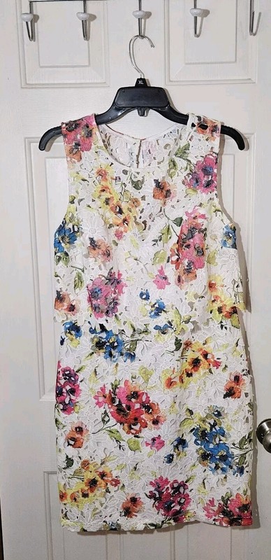 Lipsy London Dress Sz 10 Sheath Floral Lace Cut Tiered Lined Weddings Events NWT