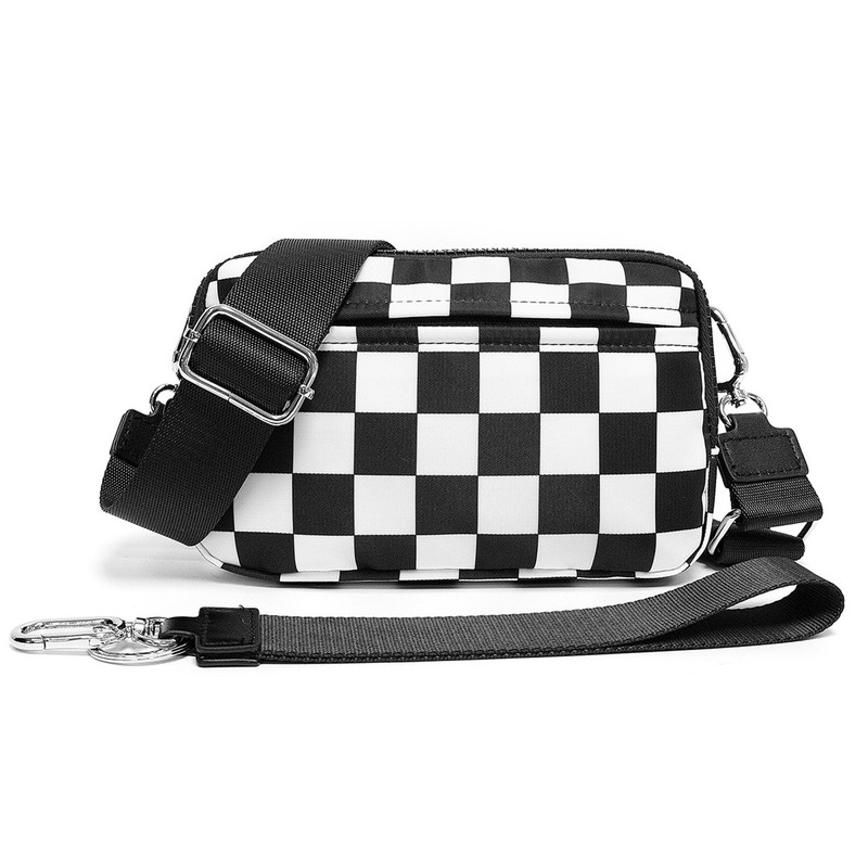 Street Ready Waist Pack Fanny Belt Bag Checkered White Black Beige