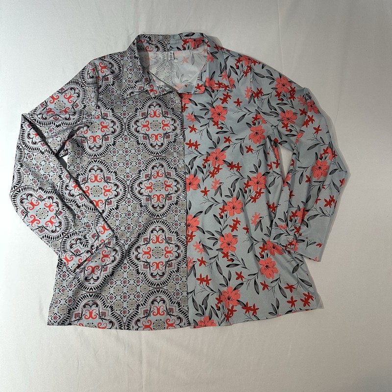 Misslook Women’s XL Mixed Print Blouse Boho Floral Geometric Top