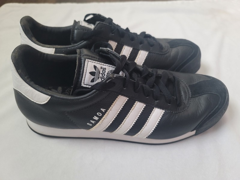 ADIDAS SAMOA Black White Men’s Size 9 Classic Leather Sneakers Pre-Owned