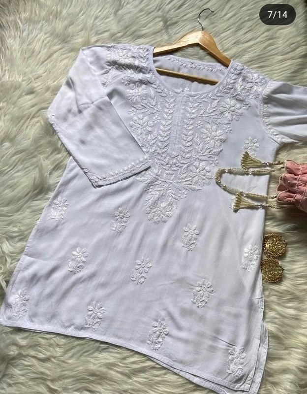 Chikankari Handwork Embroided Short Premium Kurtis gallery