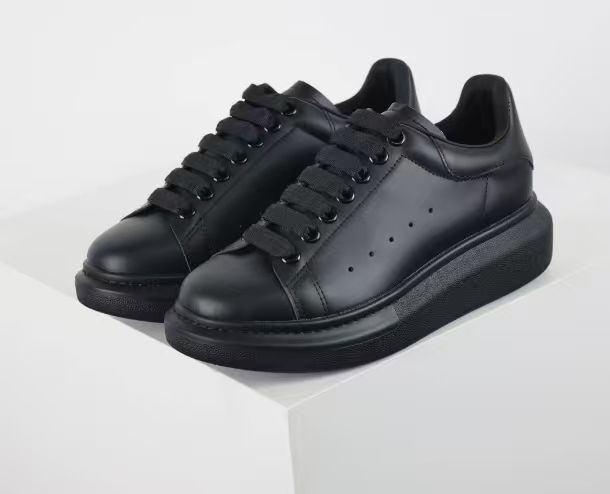 US Size Alexander McQueen Oversized Sneaker Black Leather Men’s Shoes