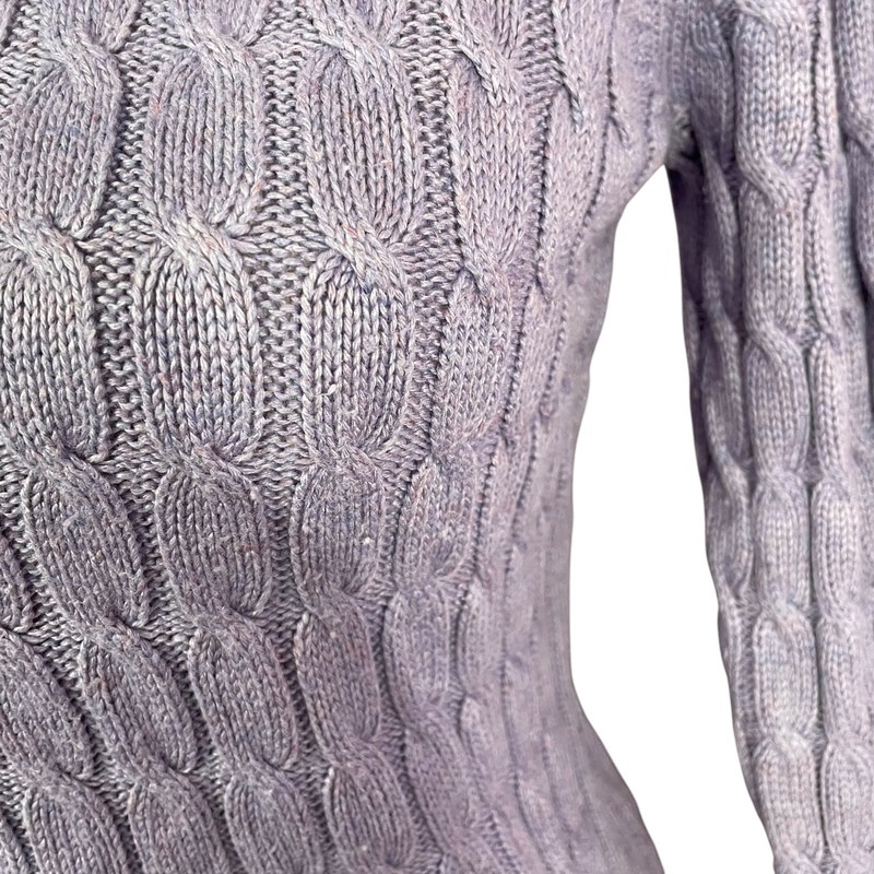 Cashmere Cable Knit Turtleneck Sweater Petite S SP PS Lavender Marled Silk Blend gallery