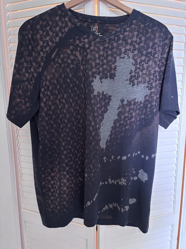 Custom Bleached Cross T-Shirt Size Large Christian Faith Graphic Tee