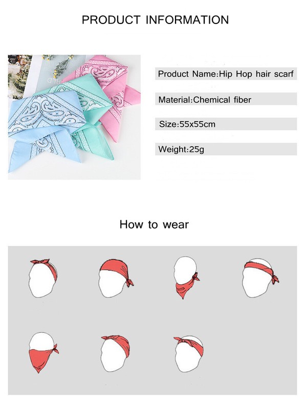 Bandana 100 Cotton Paisley Print Double-Sided Scarf Head Neck Face Mask 22"X22" gallery