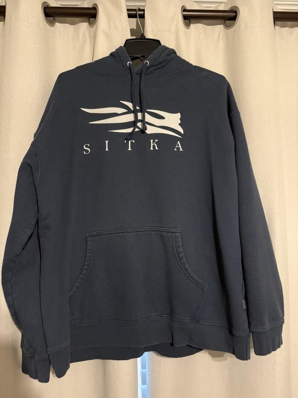 Sitka Hoodie Mens XL Blue Logo Graphic Fleece Pullover Sweatshirt Hunting