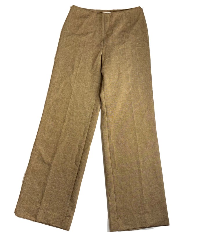 Designer ALLAN WALLER Italy Pant Trousers Size 4 Brown Wool Wide Leg High Waist