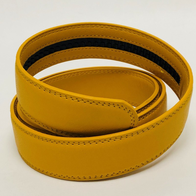 3.5cm 1 3/8 inch slide Automatic Belt Strap Mustard Color Leather Click Correas