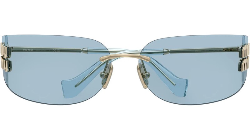 MIU MIU MU A51S ZVN10P Gold Light Blue Lens Women's Sunglasses New 75mm gallery