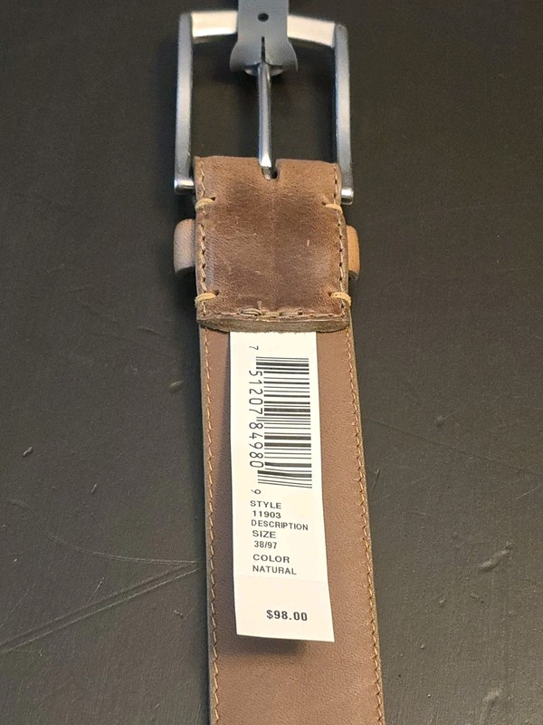 Allen Edmonds Natural Color Classic Dress Belt Premium Calfskin Leather Size 38 gallery