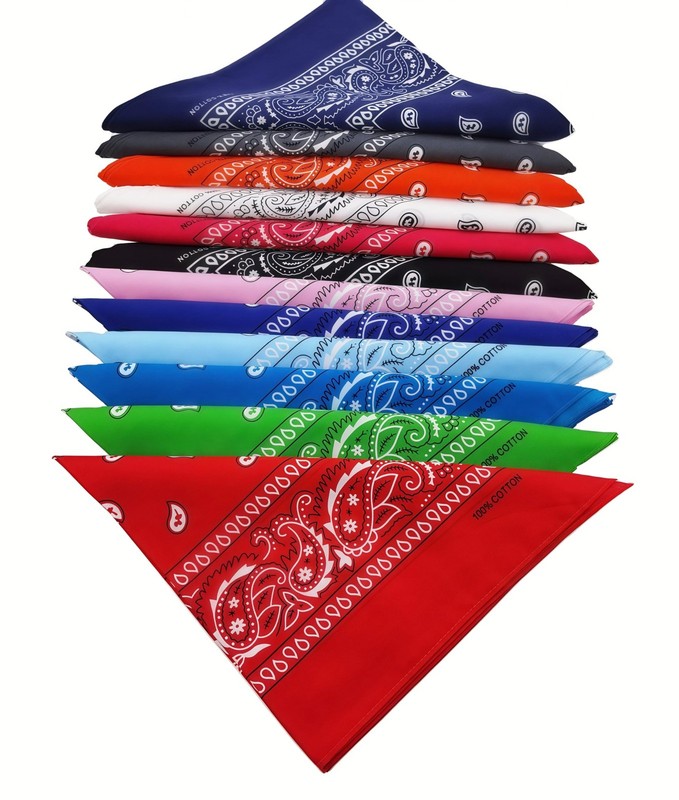 FANNI YOUPIN 100% Cotton bandanas/scarves for Men & Women Paisley printed 12pcs