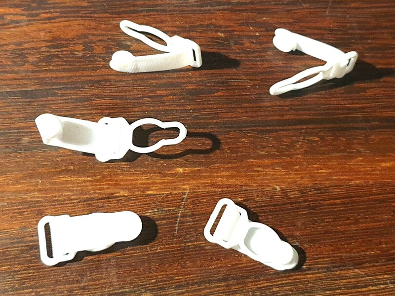 20pcs Vintage Suspender Clips White Plastic, for Bodice, Suspenders