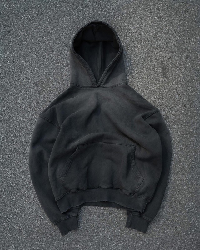 VERMONT BLACK STONEWASHED FLEECE HOODIE / 100% COTTON / MADE IN VIETNAM / SMLXL