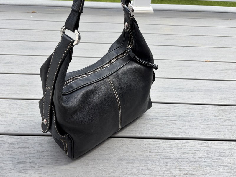 TOD'S Black Leather HOBO 87-09 Shoulder Bag 9x11 ITALY gallery