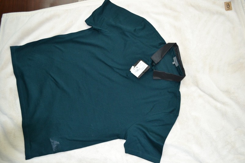 LANVIN Men’s Gros Grain Collar Striped Polo Brand new Sise XL slim fit Green