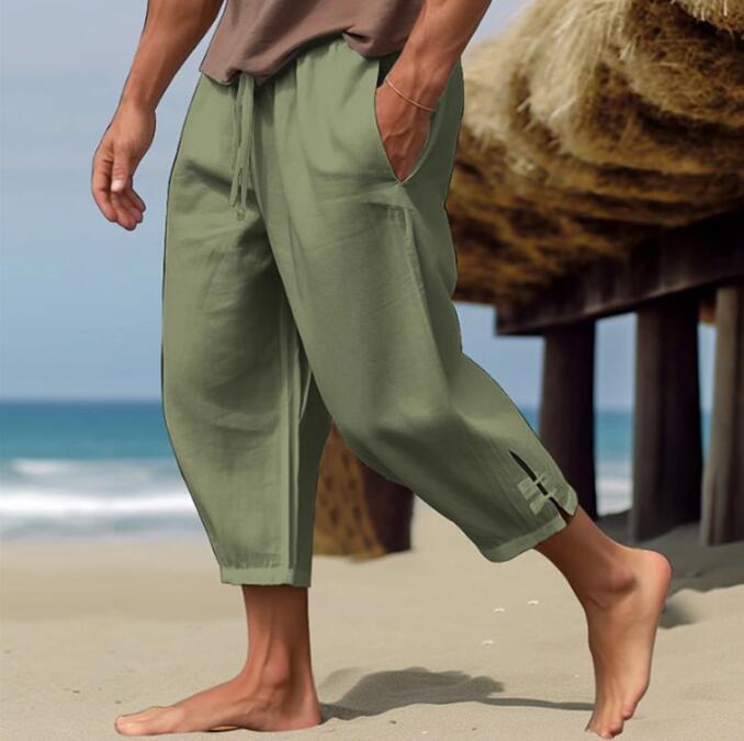 New Summer Men Beach shorts Cotton linen Thin Short pant Casual breathable pant gallery