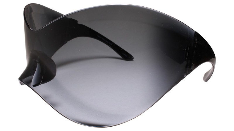 Modern Oversized Rimless Shield Wraparound Fashion Womens Black Sunglasses gallery