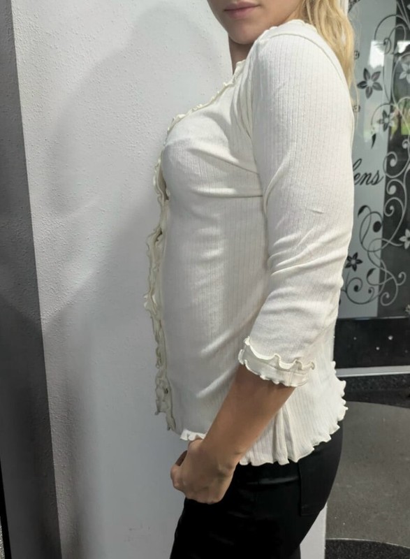 Sexy Miss Women's Shirt Vest Cardigan Ruffle Top 32/34 36/38 40/42 44/46 Cream gallery