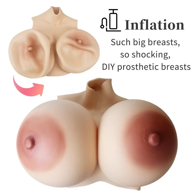 Maletofe Inflatable XX Cup Huge Silicone Breast Form Fake Boobs For Crossdresser