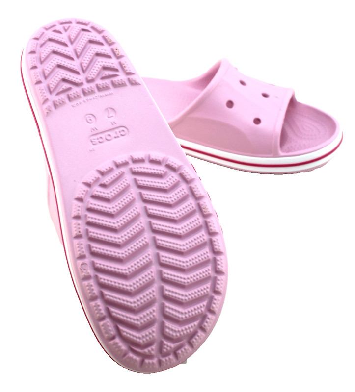 New CROCS Women's 10 Bayaband Pink with Raised Crocs Logo Unisex Slide Sandals gallery