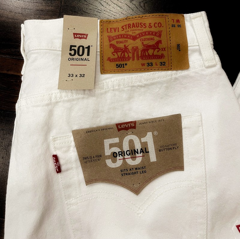 Levi's 501 Original Fit Mens Jeans 33X32 White W33L32 Levis 100% Cotton #0651 gallery