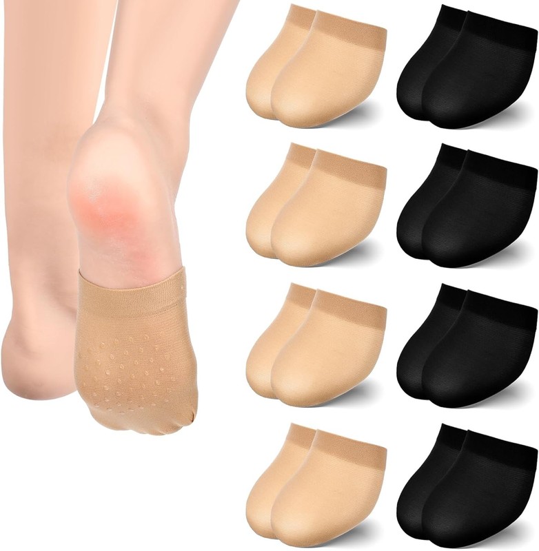 8 Pairs Toe Topper Socks for Mules No Show Half Toe Covers Non Slip Liner Socks gallery