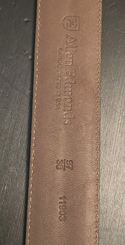 Allen Edmonds Natural Color Classic Dress Belt Premium Calfskin Leather Size 38 gallery