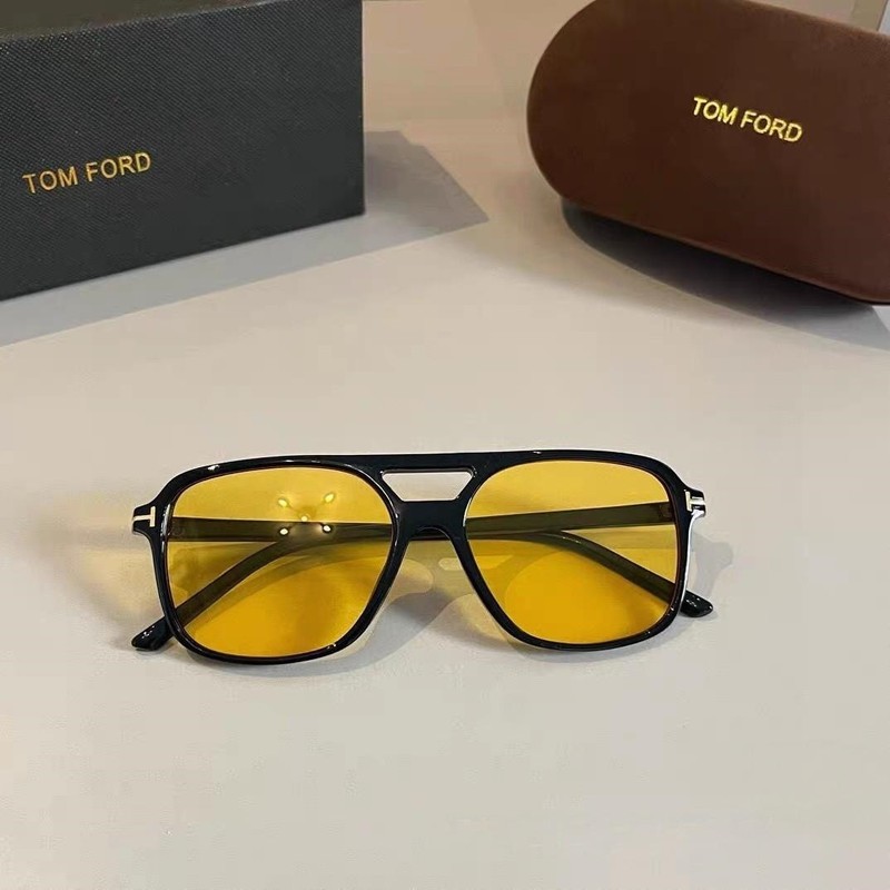 Tom Ford 6018-140 Black Frame Yellow Lens Sunglasses New With Box, Cloth, Bag gallery