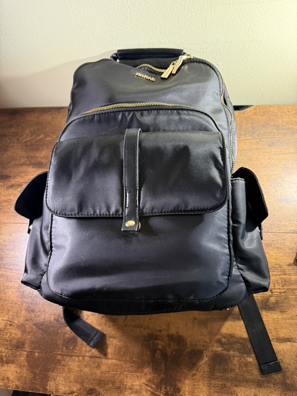 Joan And David Classic Durable Backpack With Gold Zippers And Accents