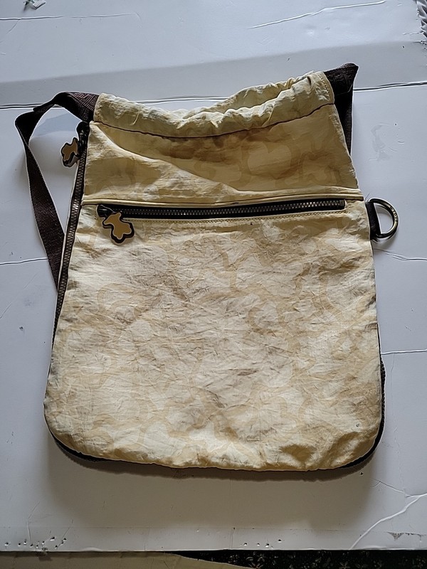TOUS Drawstring Backpack Yellow Brown Chemical fiber Expandable From JAPAN