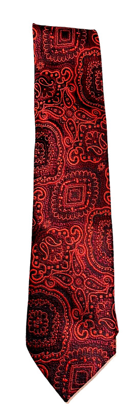 Uomo Venetto Polyester Tie Red Black Paisley Men Necktie 57 x 4