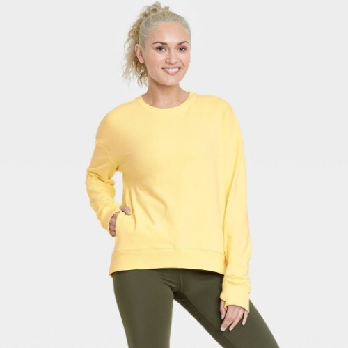 All In Motion Women’s Size L Yellow French Terry Crewneck Pullover Sweatshirt
