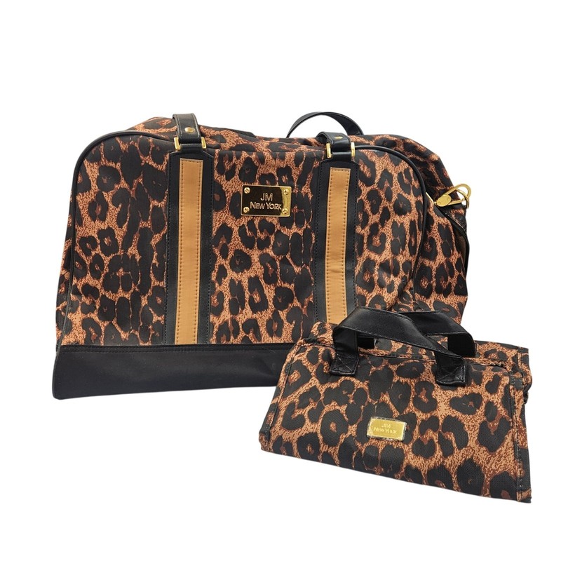 Joy Mangano JM New York Leopard Print Travel & Cosmetic Bag Set