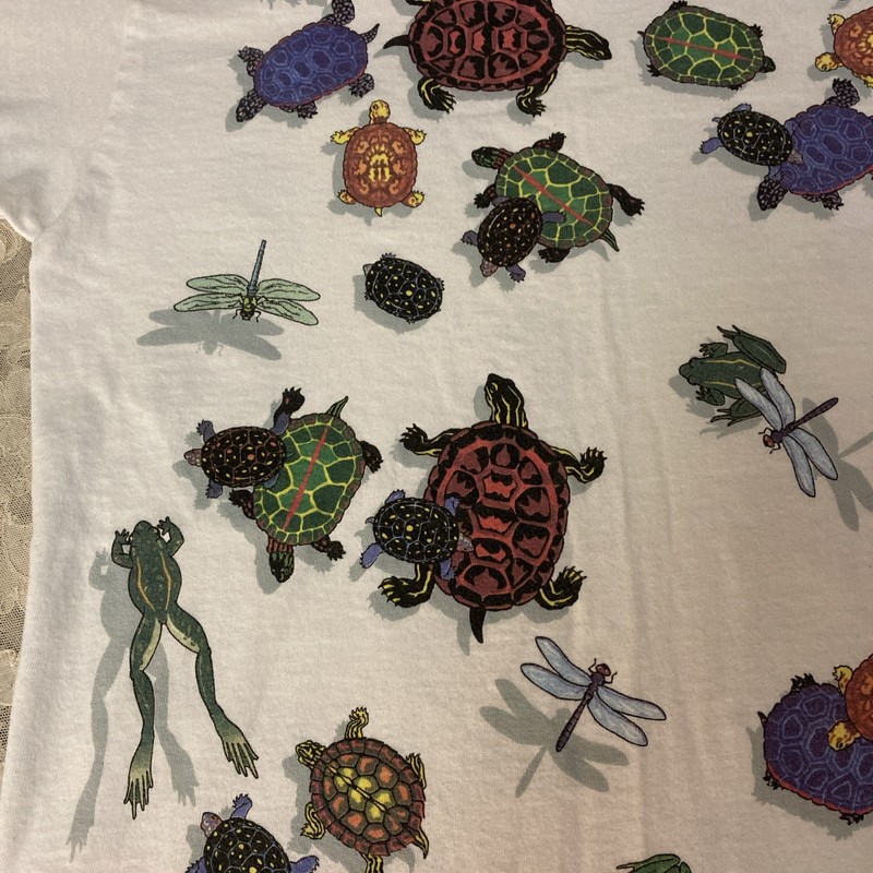 Vintage 90s Turtle Frog Dragonfly All Over Print Dan Gilbert Graphic Shirt M gallery