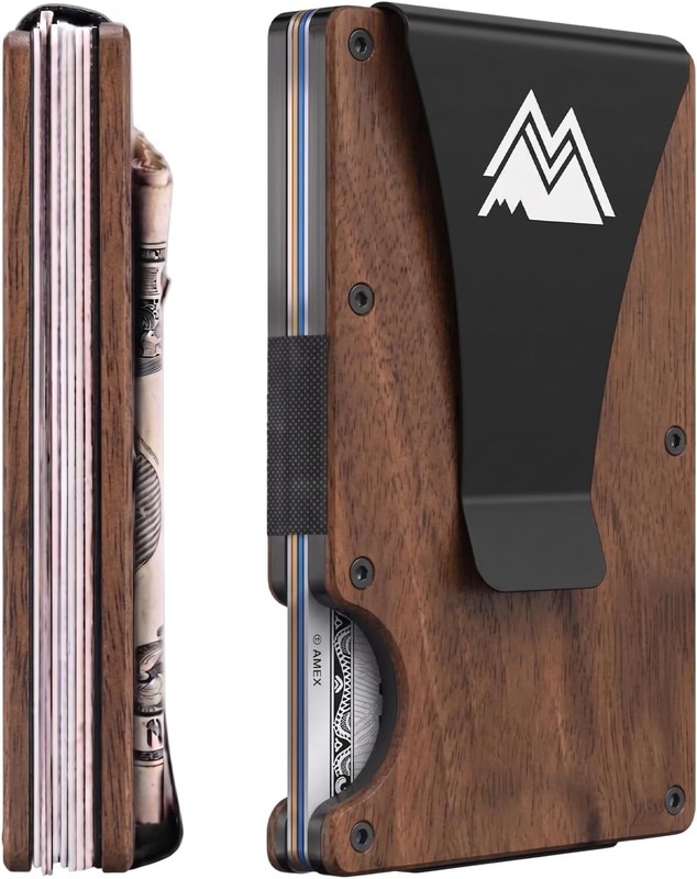 Mountain Voyage Co Minimalist Wallet for Men Slim RFID Scratch Resistant, Walnut