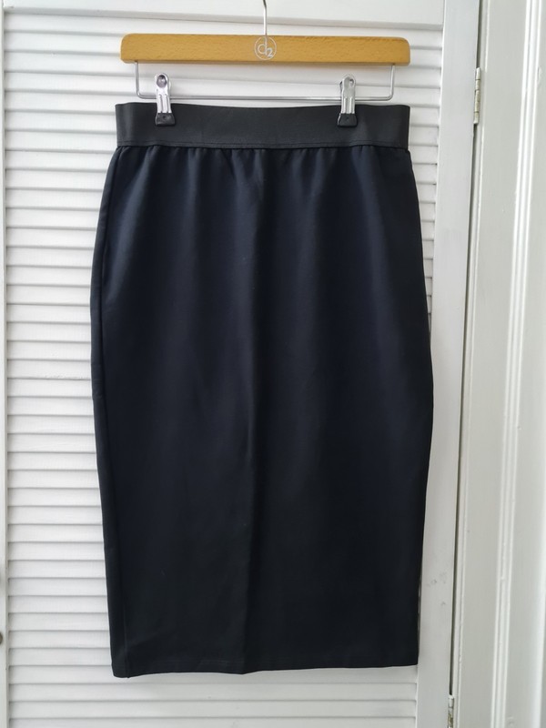 Peruvian Connection 100% Cotton Black Pencil Midi Skirt Size Medium 27.5 Inches