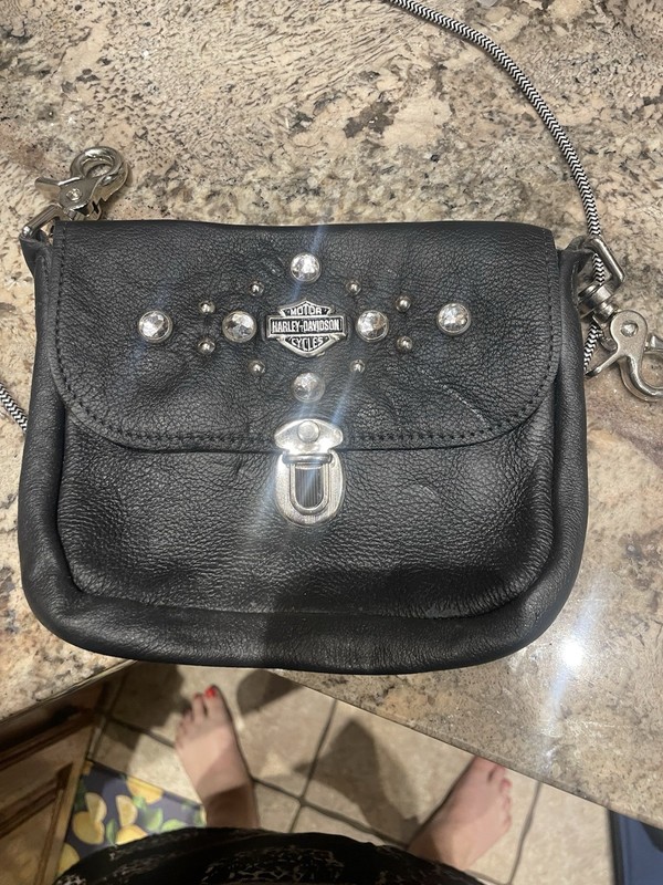 Harley Davidson Leather Belt Clip Hip Bag Metal Grommets