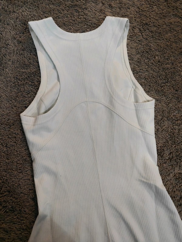 Lululemon Ribbed Softstreme SlimFit Tank Dress Light Ivory Sleeveless sz0 NWOT gallery