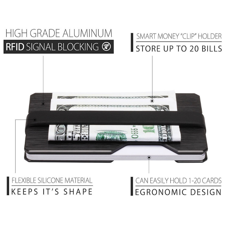 Roco Minimalist Aluminum Slim Wallet RFID Blocking Money Clip-Futuristic Design gallery