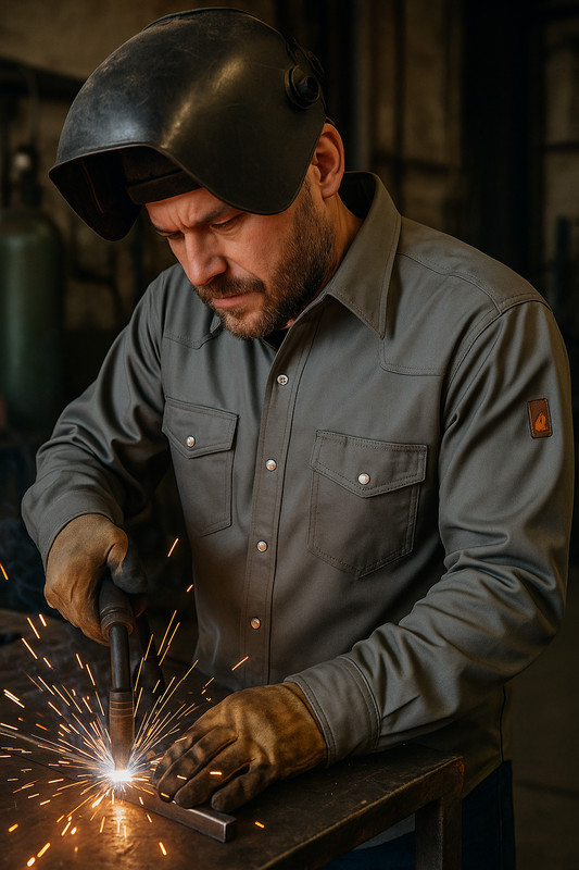Flame Resistant FR Welding Shirt - Heavy Weight - 100% Cotton - 9 oz gallery