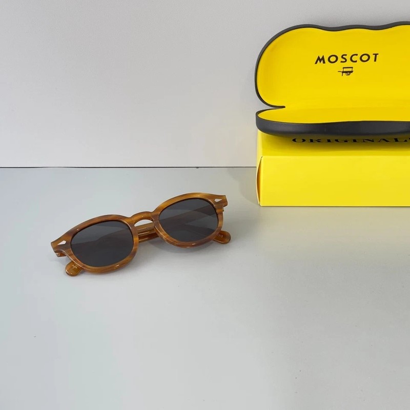 Moscot Lemtosh Wood Grain Frame Dark Grey Lens Sunglasses Handmade Unisex gallery
