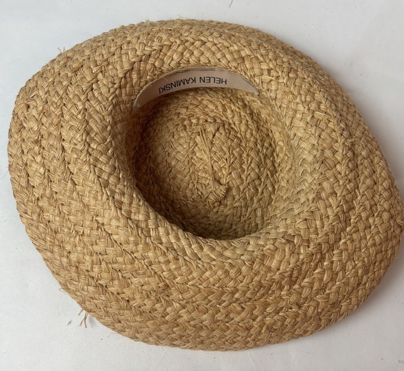 Helen Kaminski Braided Raffia Sun Hat Beige Natural Kettle Brim Preppy Summery gallery