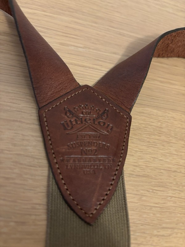 Col Littleton No. 2 American Buffalo Suspenders W/Brass Belt Loop Clasps Nice! gallery