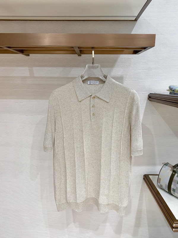 Brunello Cucinelli Men’s Linen Knit Polo Shirt/T-Shirt L